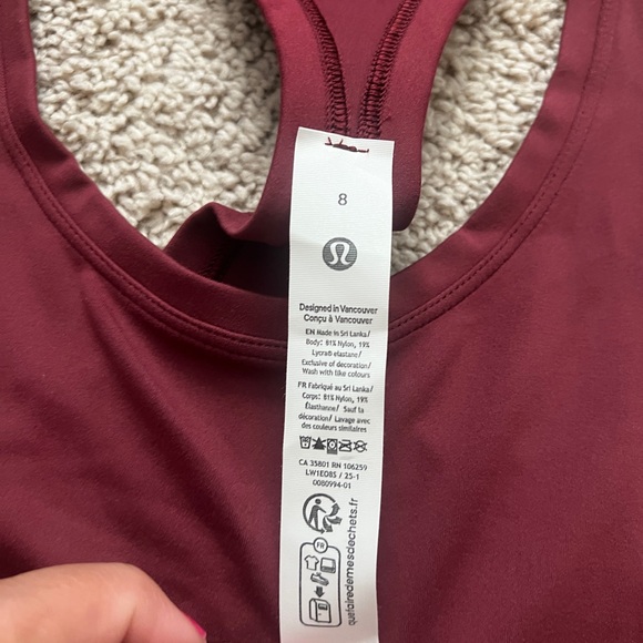 lululemon athletica Maroon Racerback Tank Top - Picture 2 of 4